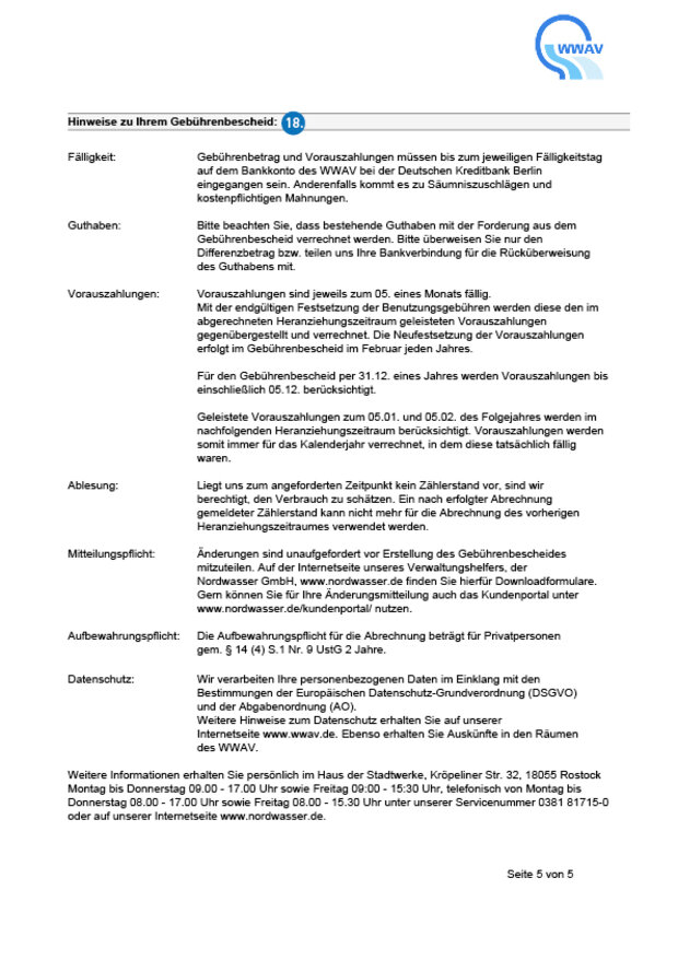 Abbildung vom Gebührenbescheid Seite 5